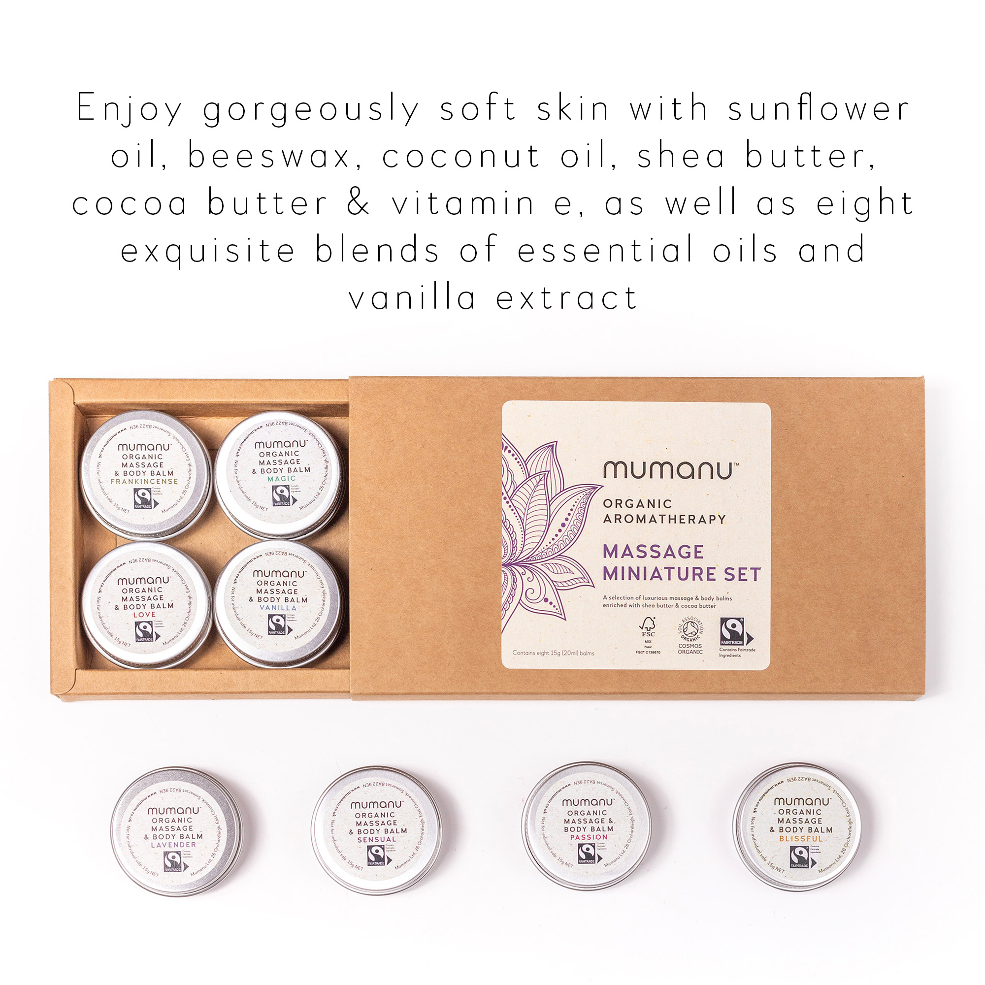 Mumanu Organic Massage Miniature Set - Best Eco Friendly Gift